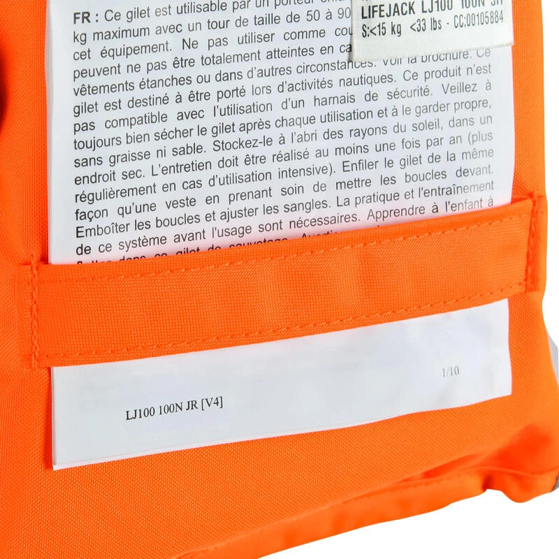 Tribord Gilet De Sauvetage Mousse Bateau Enfant LJ 100N Orange – Image 9